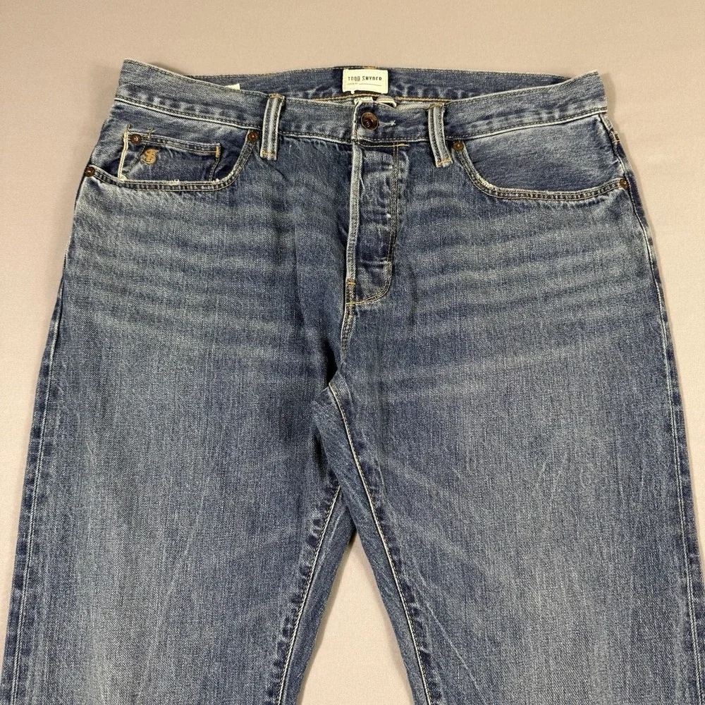Todd Snyder Selvedge Jeans Mens 33x32 Slim Fit Light Wash Button Fly 12.5 Oz EUC